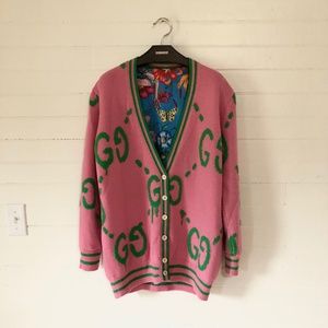 GUCCI Ghost Pink Reversible Cardigan